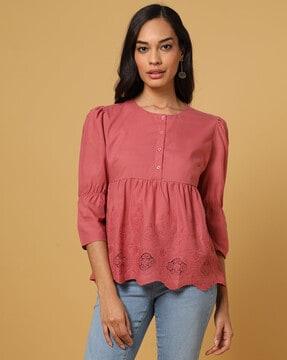 schiffli embroidered top