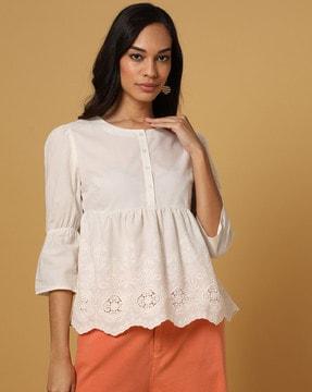 schiffli embroidered top