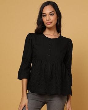 schiffli embroidered top