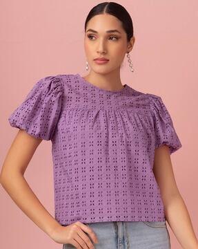 schiffli embroidered top