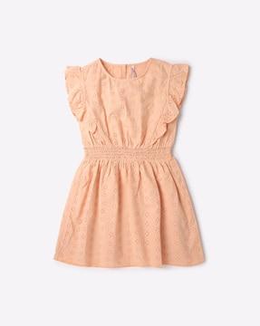 schifilli embroidered fit & flare dress