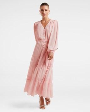 schifilli tiered dress with puff sleeves