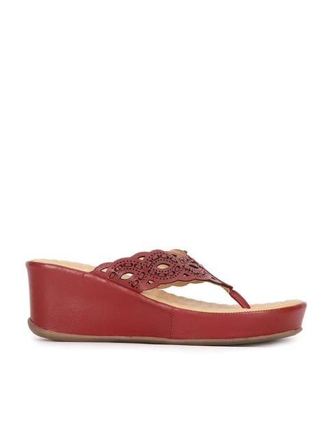 scholl by bata women's red thong wedges
