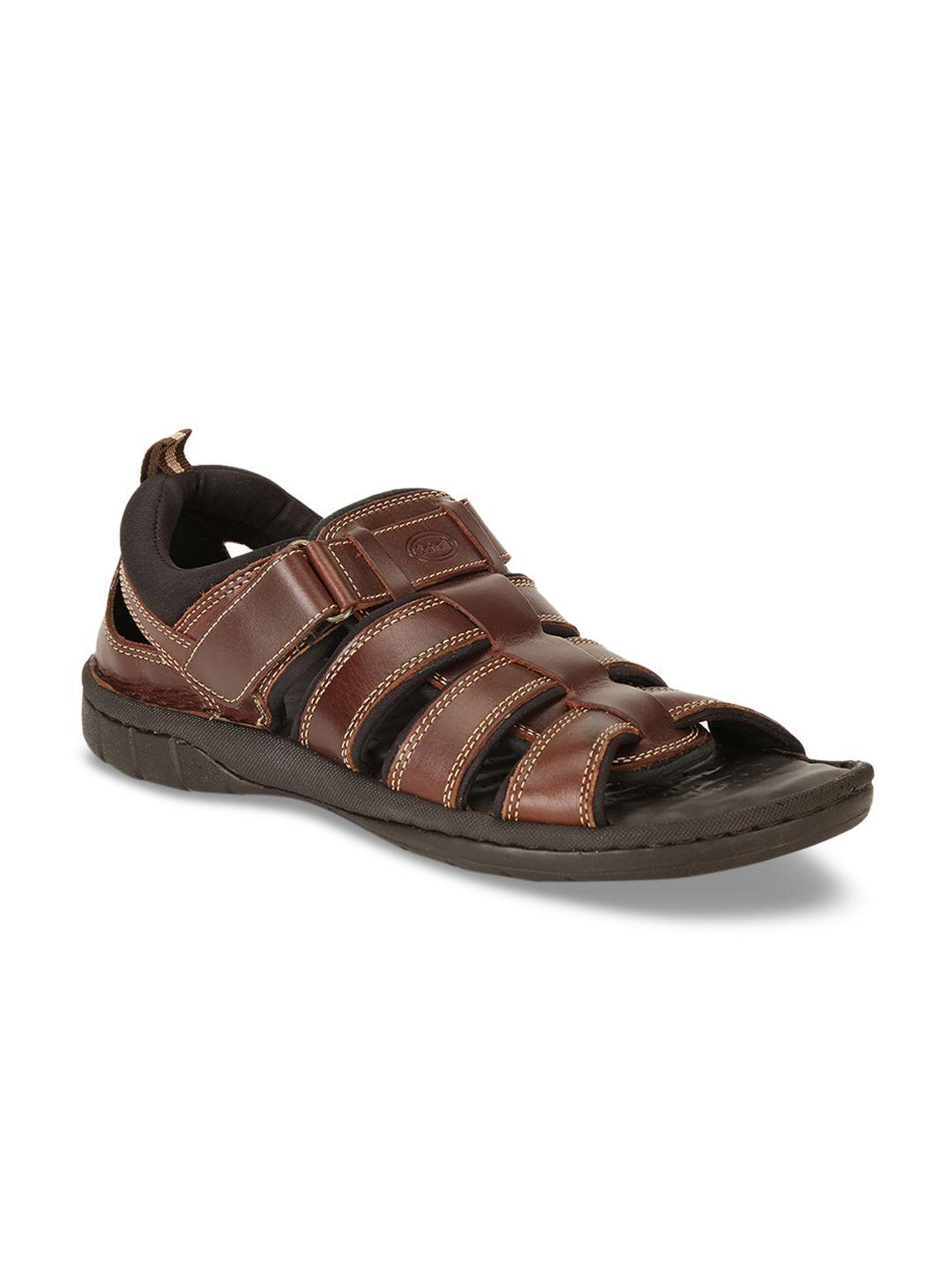 scholl men brown comfort leather sandals