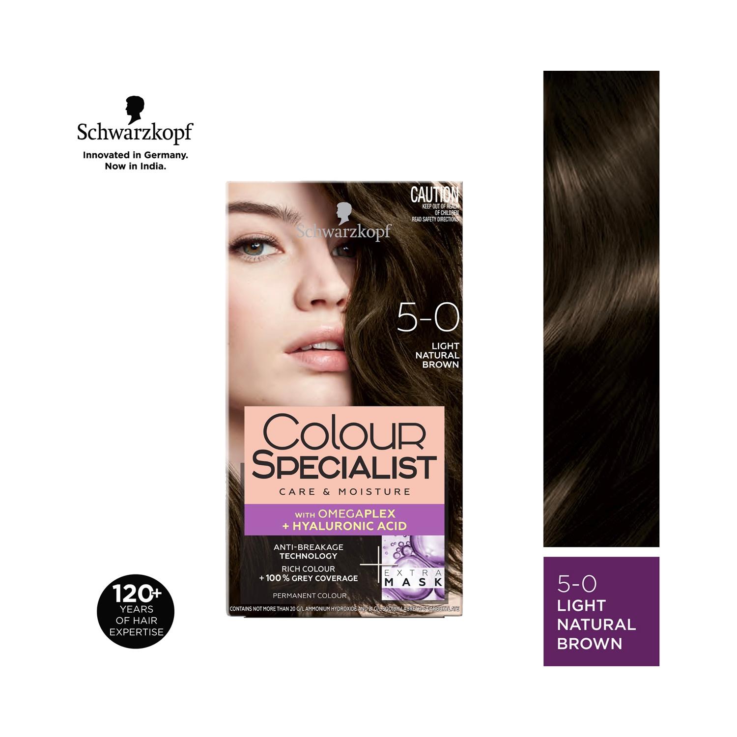 schwarzkopf colour specialist permanent hair colour - 5.0 light natural brown (165ml)