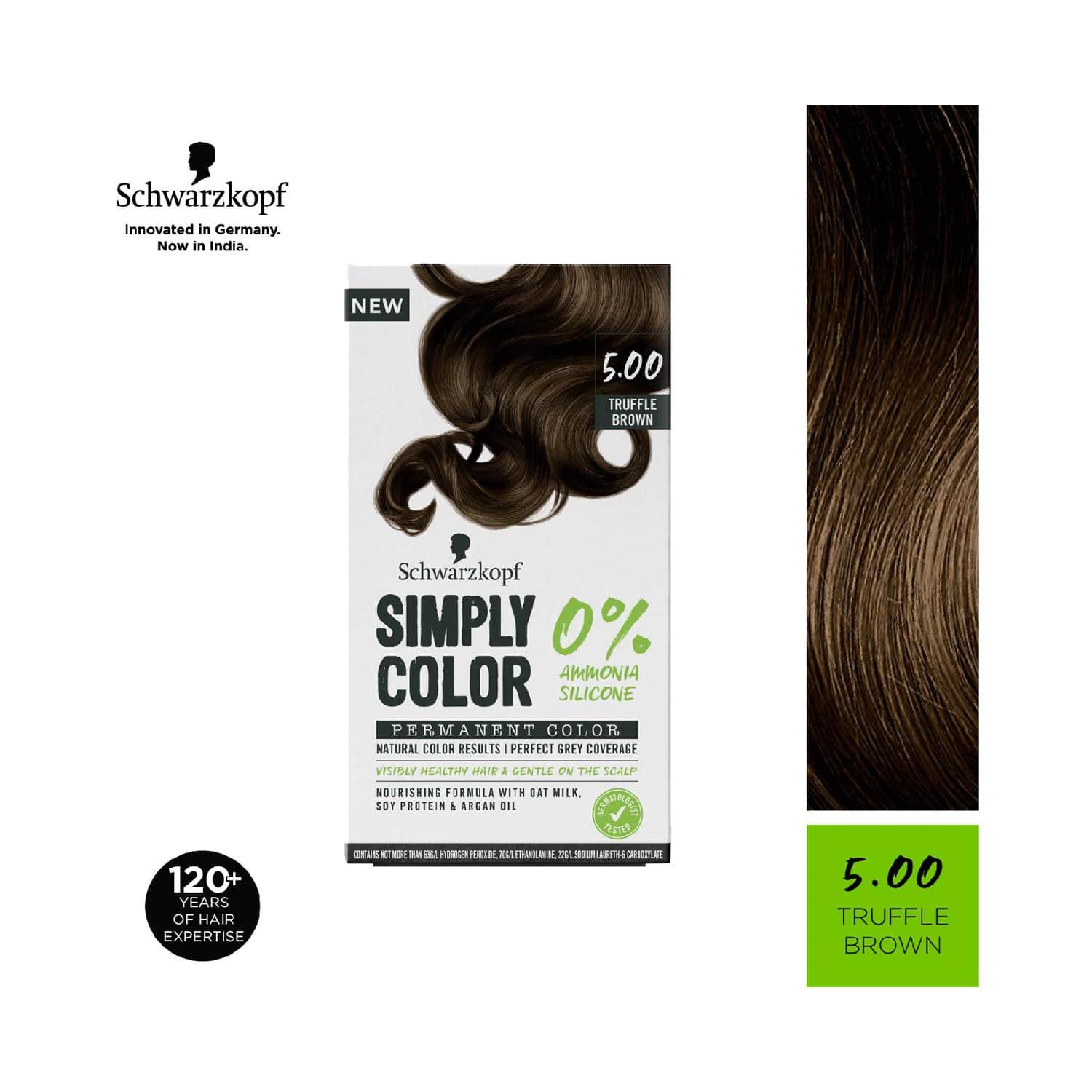 schwarzkopf simply color permanent hair colour - 5.00 truffle brown (142.5ml)