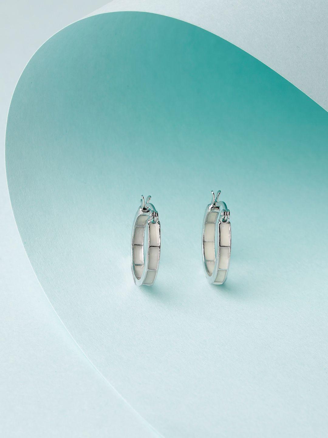 scintillare by sukkhi silver-toned contemporary hoop earrings