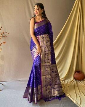 sclout women's soft silk kanjivaram saree with blouse piece saree
