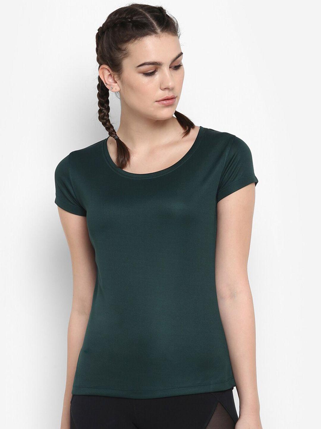scoldme women teal green slim fit t-shirt