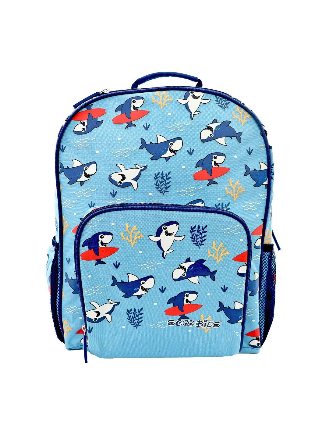 scoobies boys blue & white brand logo backpack