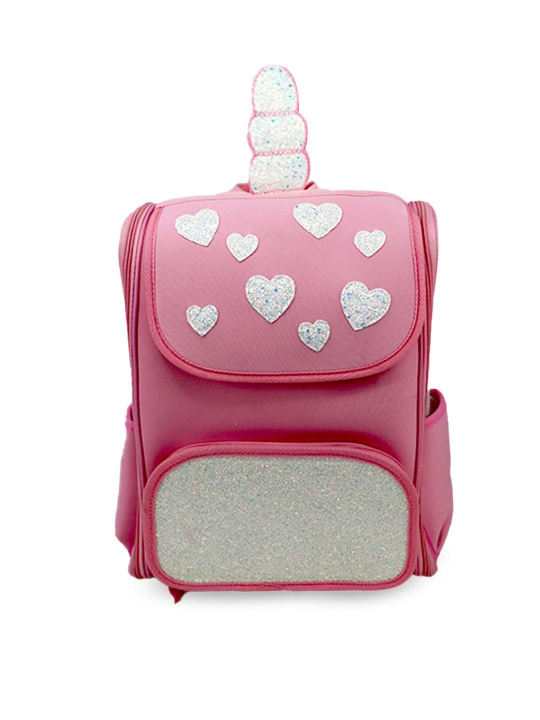 scoobies girls pink & silver-toned geometric backpack