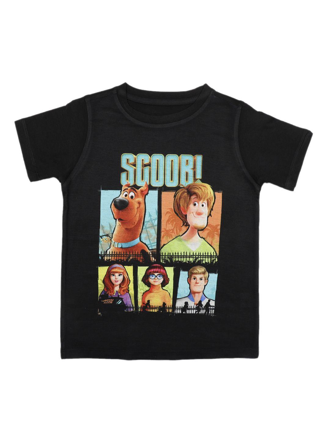scooby-doo boys black & orange printed round neck t-shirt