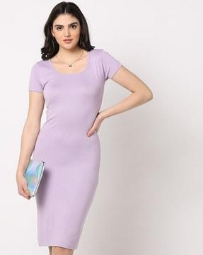 scoop-neck bodycon dress