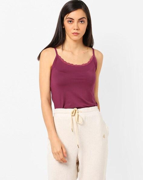 scoop-neck camisole with lace trim