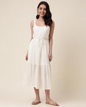 scoop neck fit and flare dress