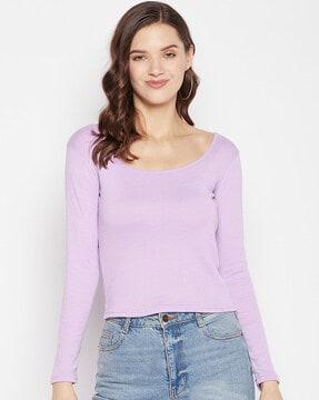 scoop-neck fitted crop top