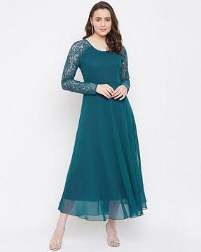 scoop neck full sleeves dress