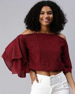 scoop-neck smocked top