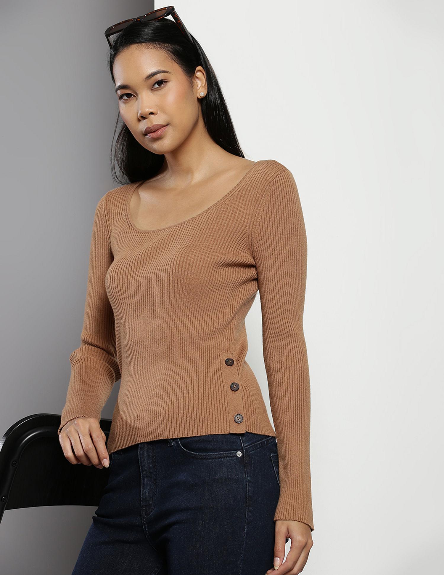 scoop neck solid sweater