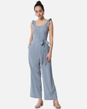 scoop-neck strappy jumpsuit