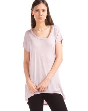 scoop-neck top with extended shoulders