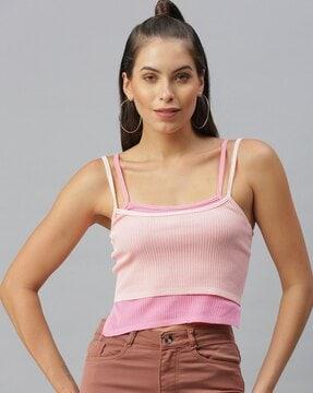 scoop neck top with strappy sleeve