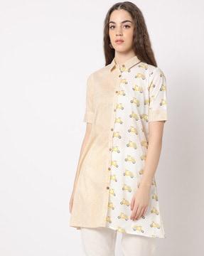 scooter print shirt dress