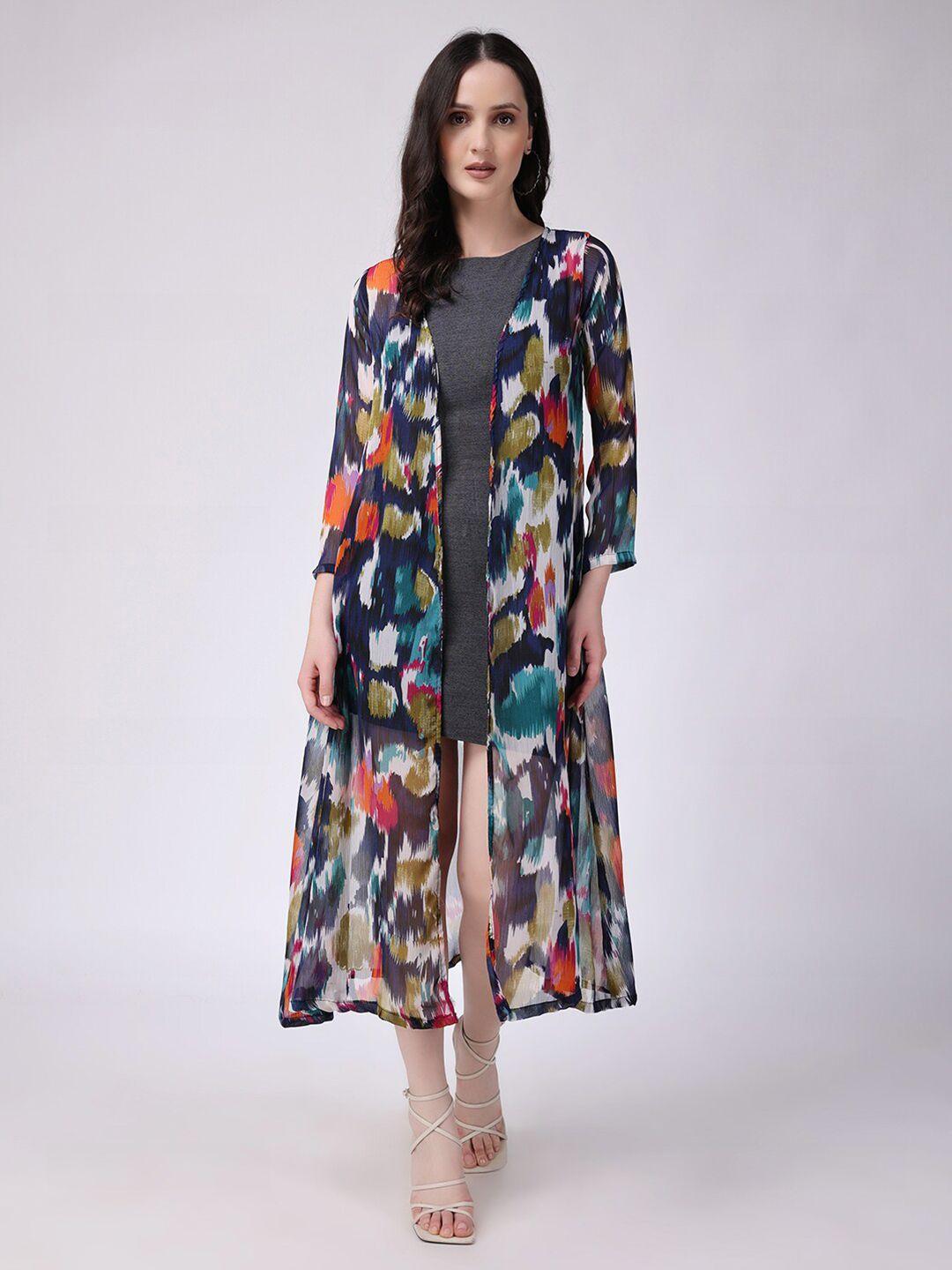 scorpius abstarct printed open front longline shrug