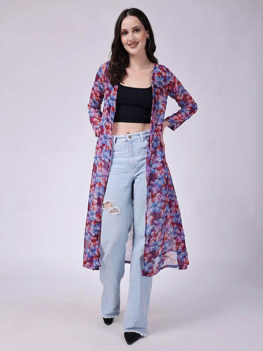 scorpius floral printed open front longline shrug