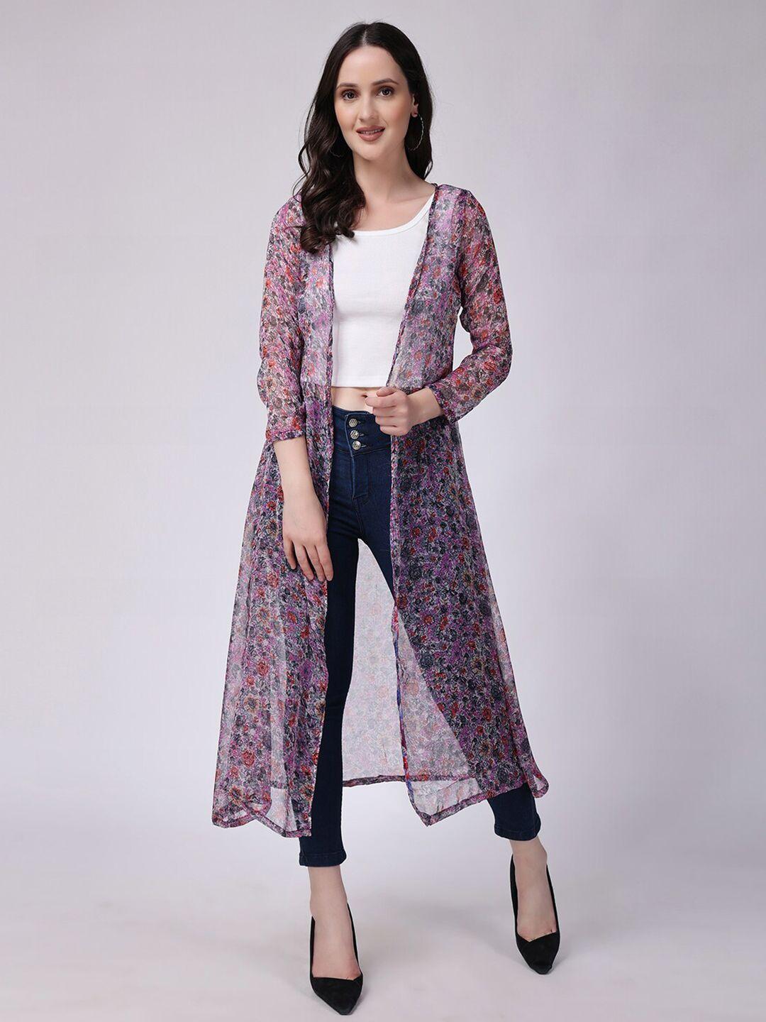 scorpius floral printed open front longline shrug