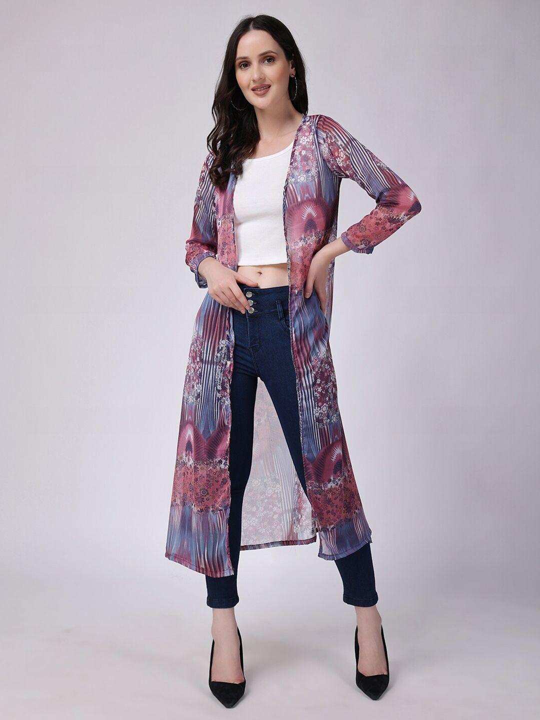 scorpius floral printed open front longline shrug