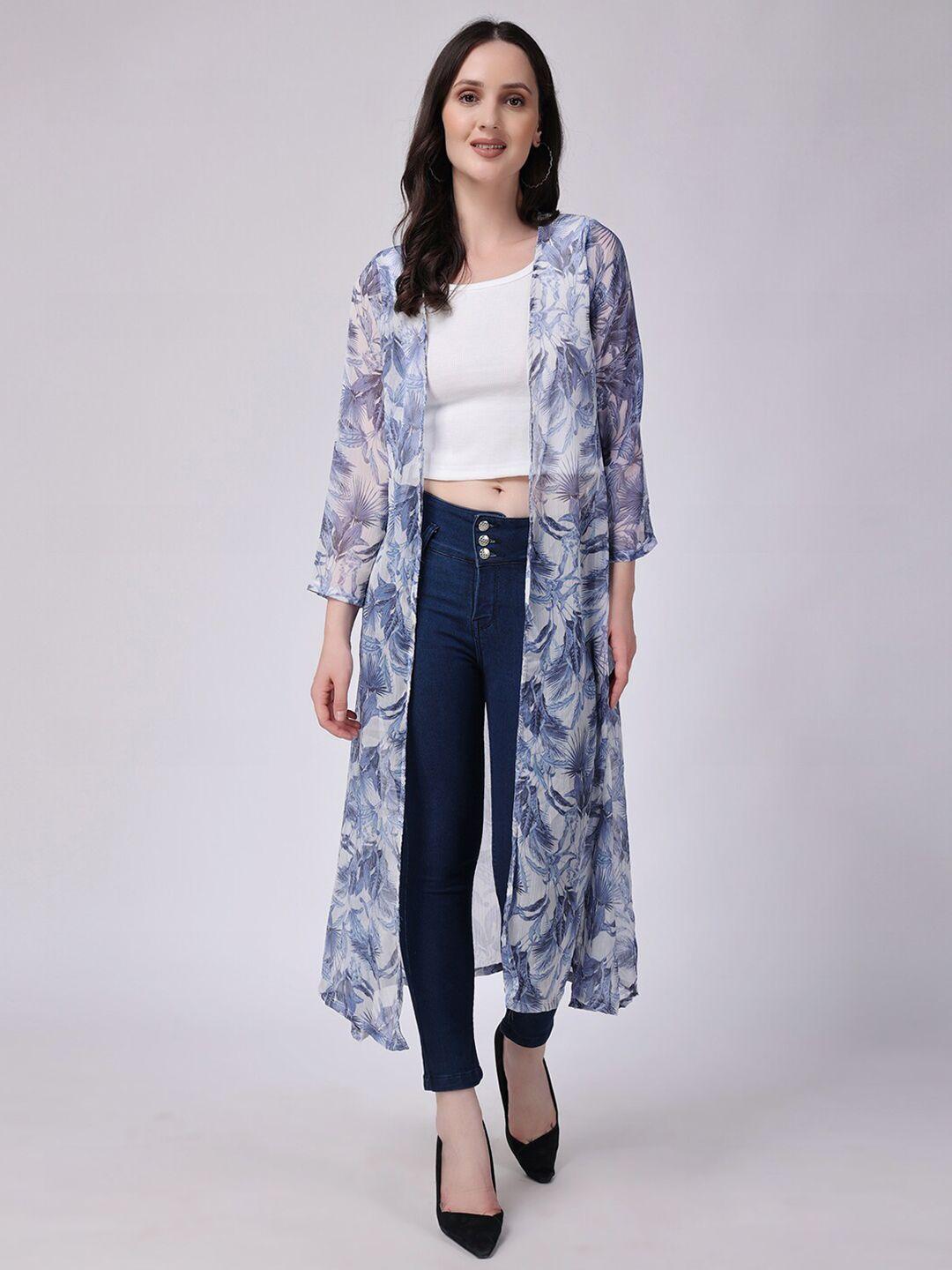 scorpius floral printed open front longline shrug