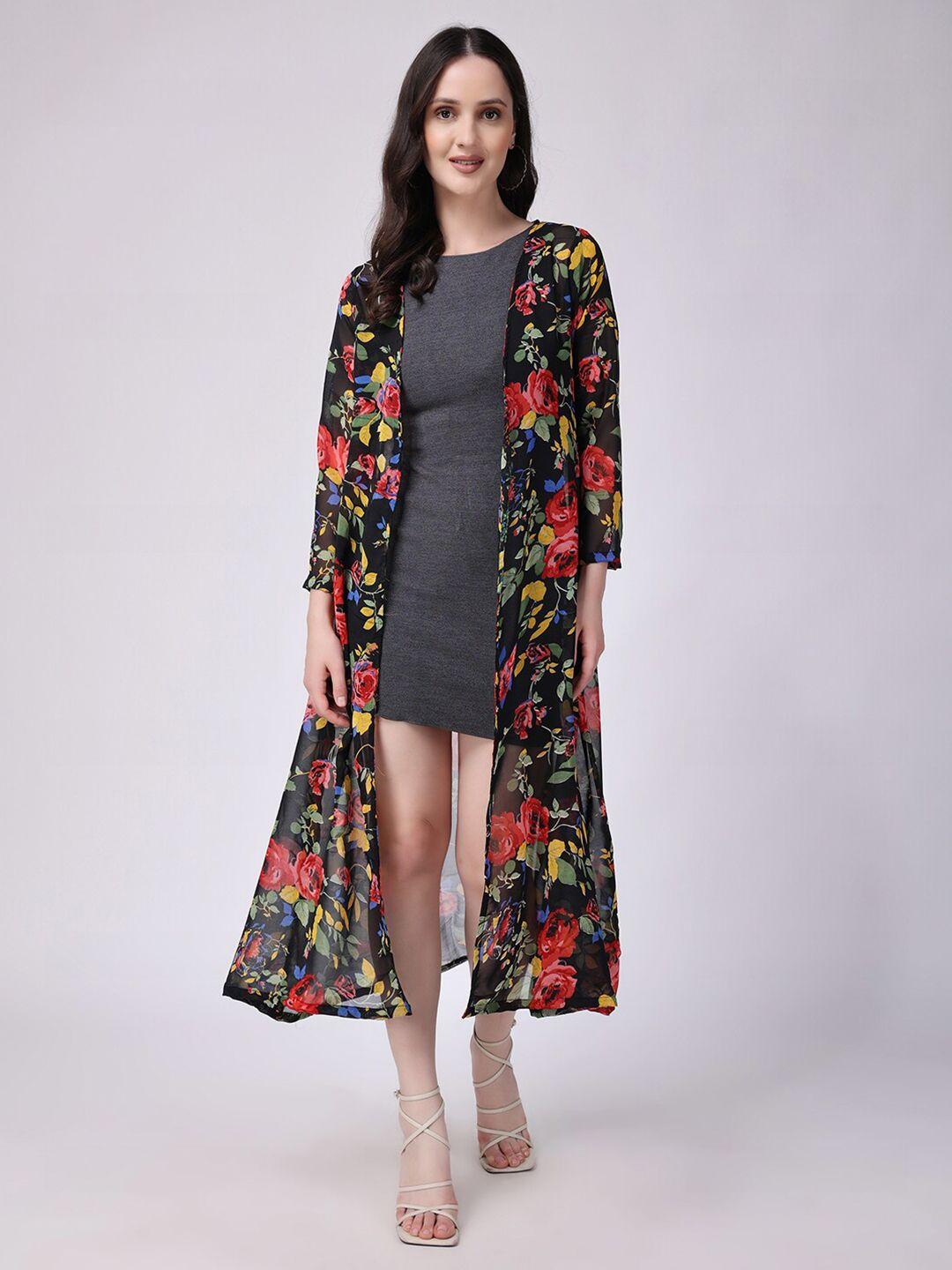 scorpius floral printed open front longline shrug