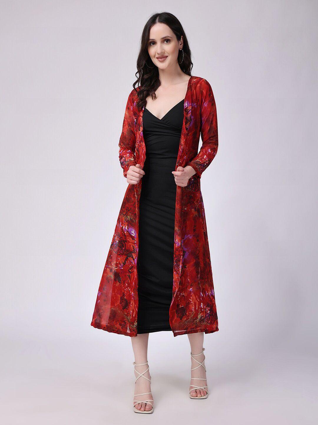 scorpius floral printed open front longline shrug