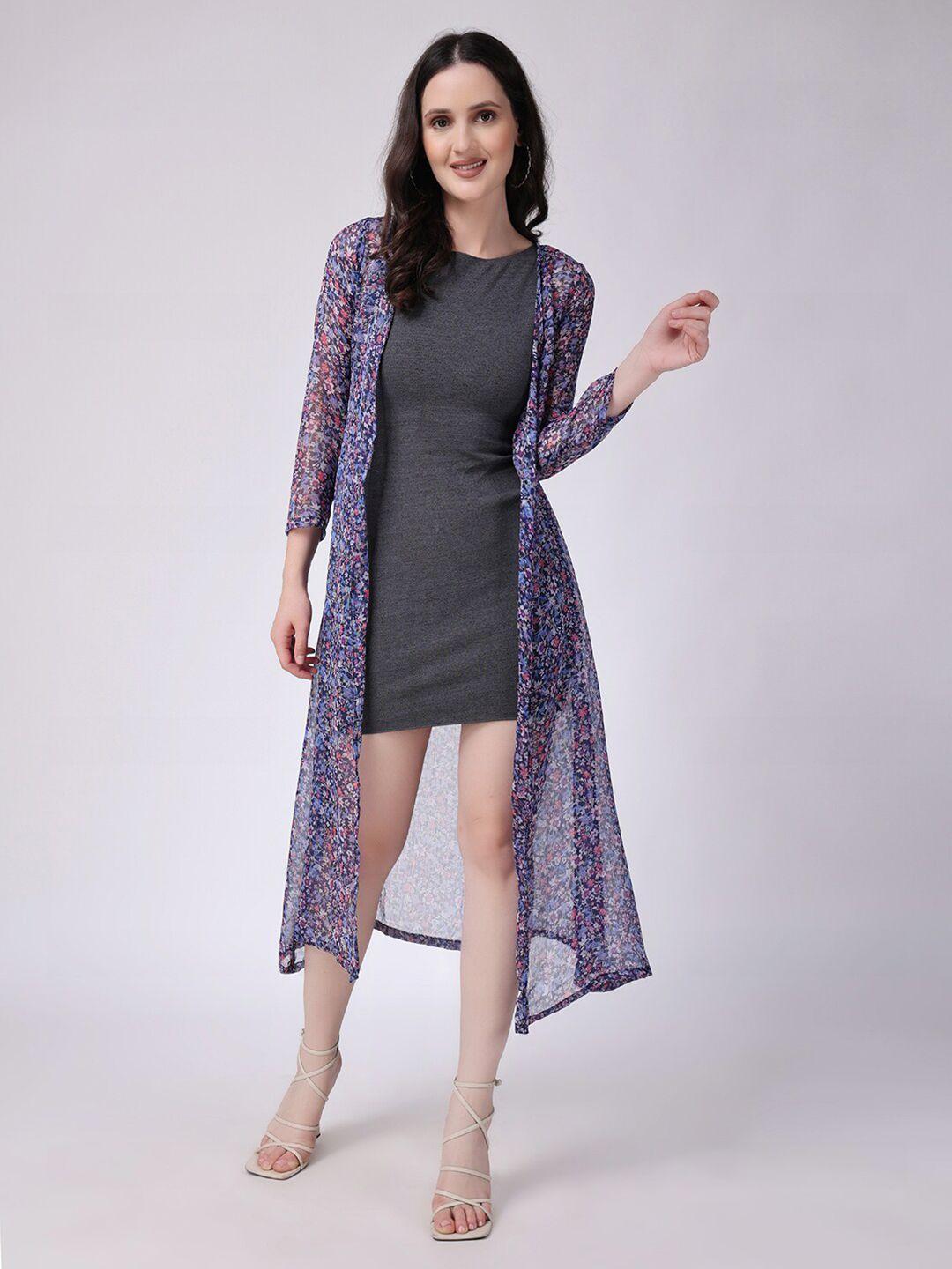 scorpius floral printed open front longline shrug