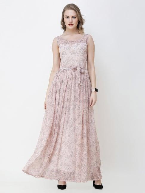 scorpius pink floral print maxi dress