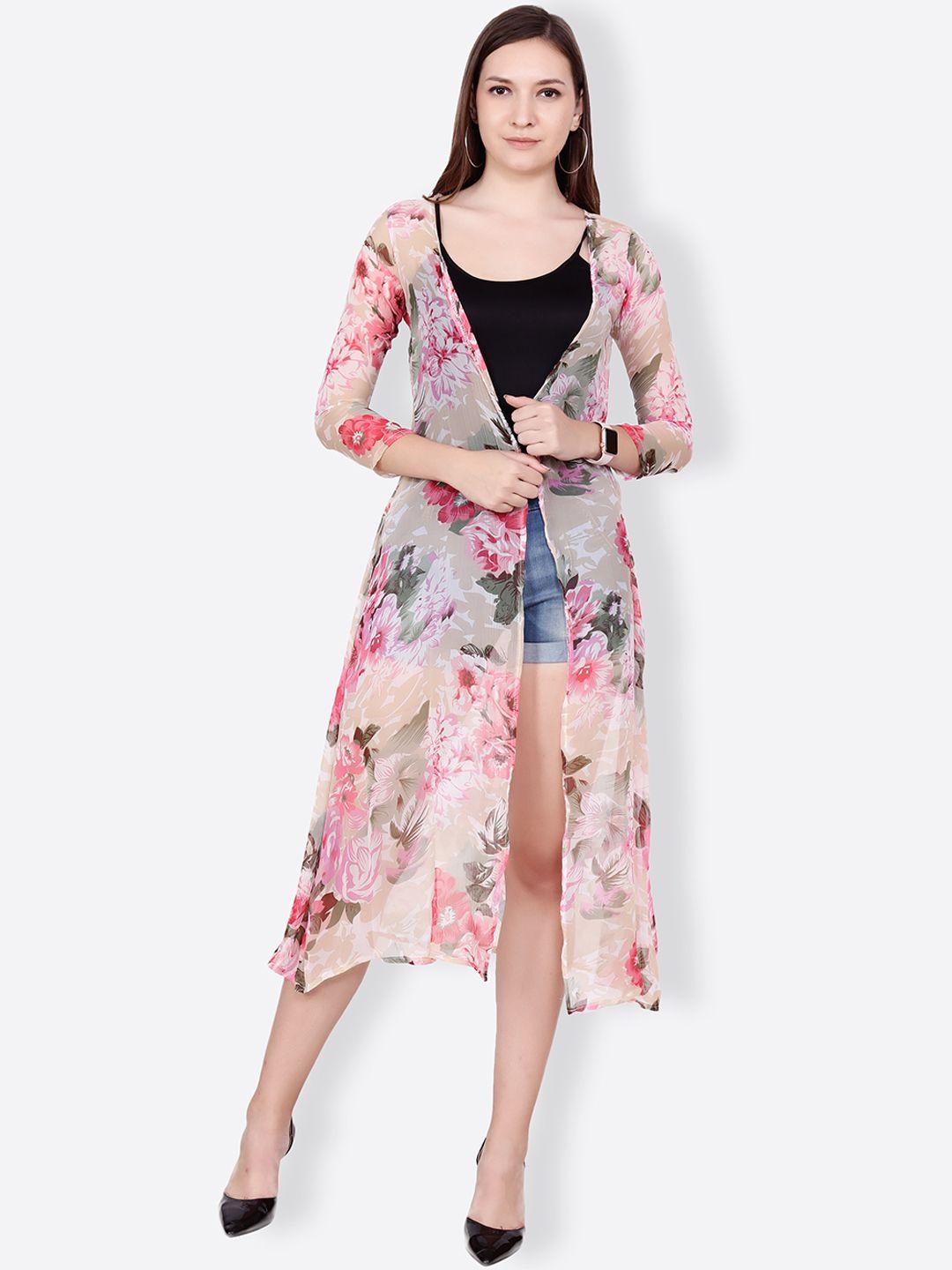 scorpius pink printed long line shrug