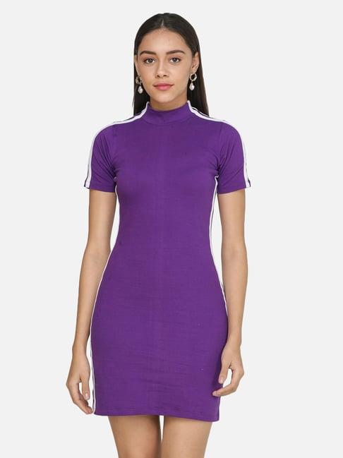 scorpius purple regular fit bodycon dress