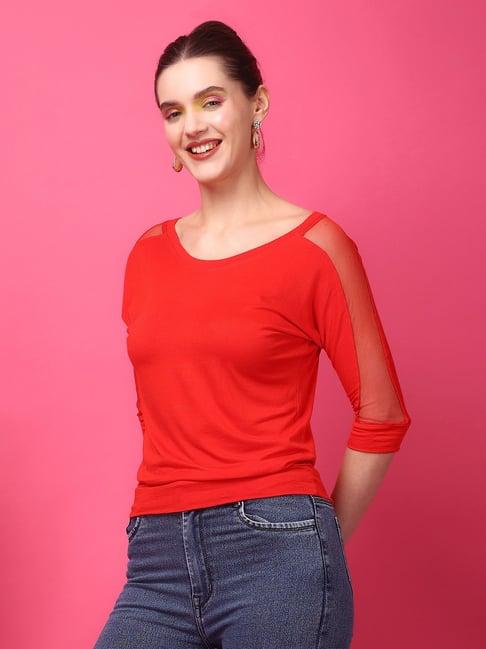 scorpius red slim fit crop top