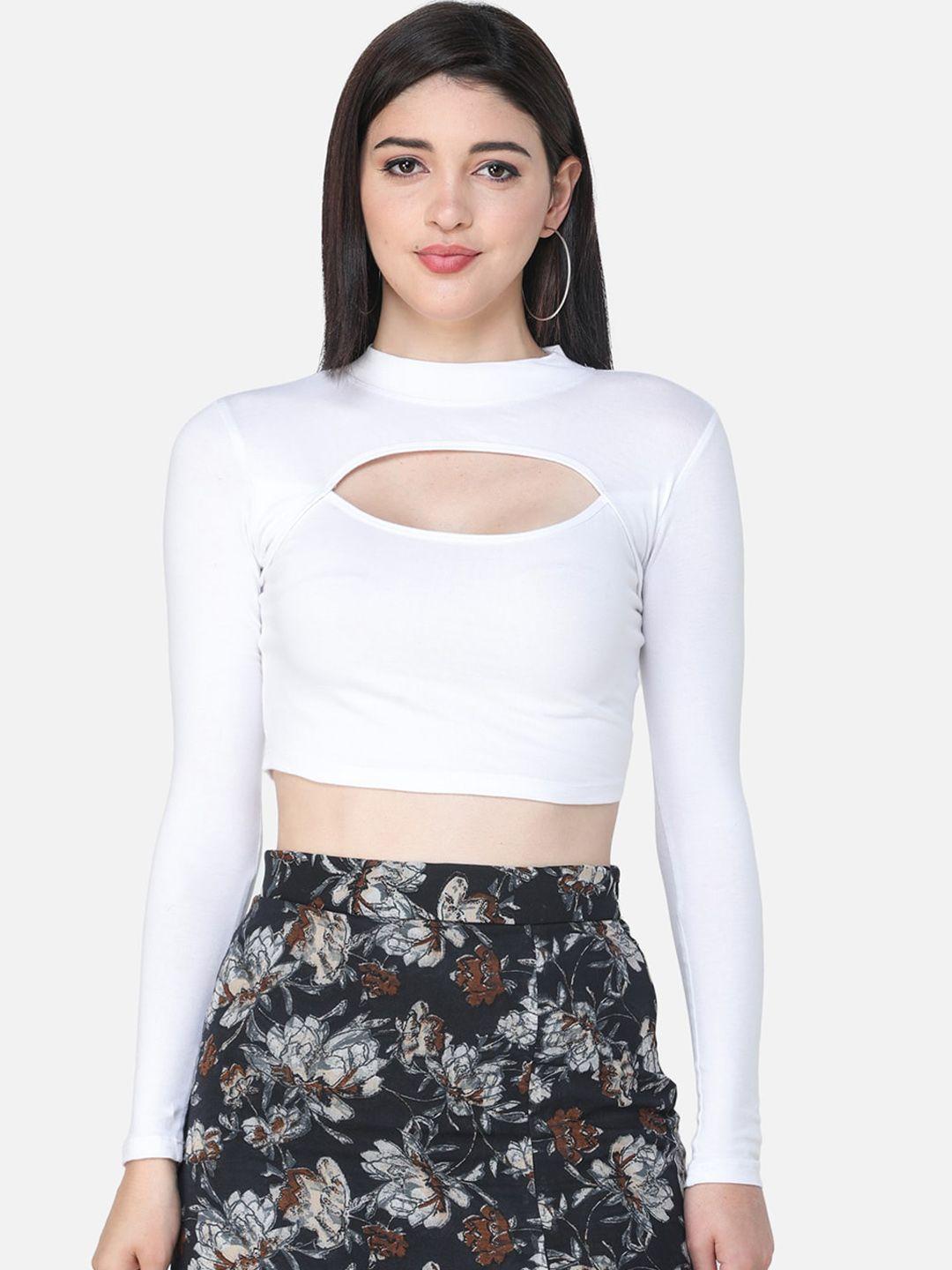 scorpius white keyhole neck crop top