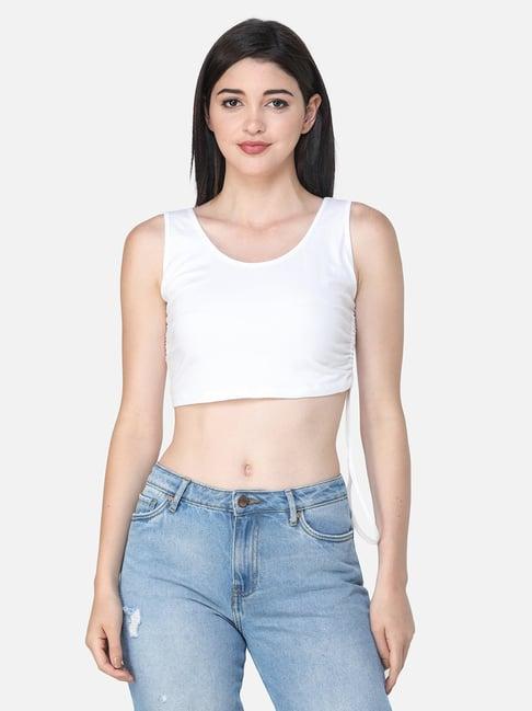 scorpius white regular fit crop top