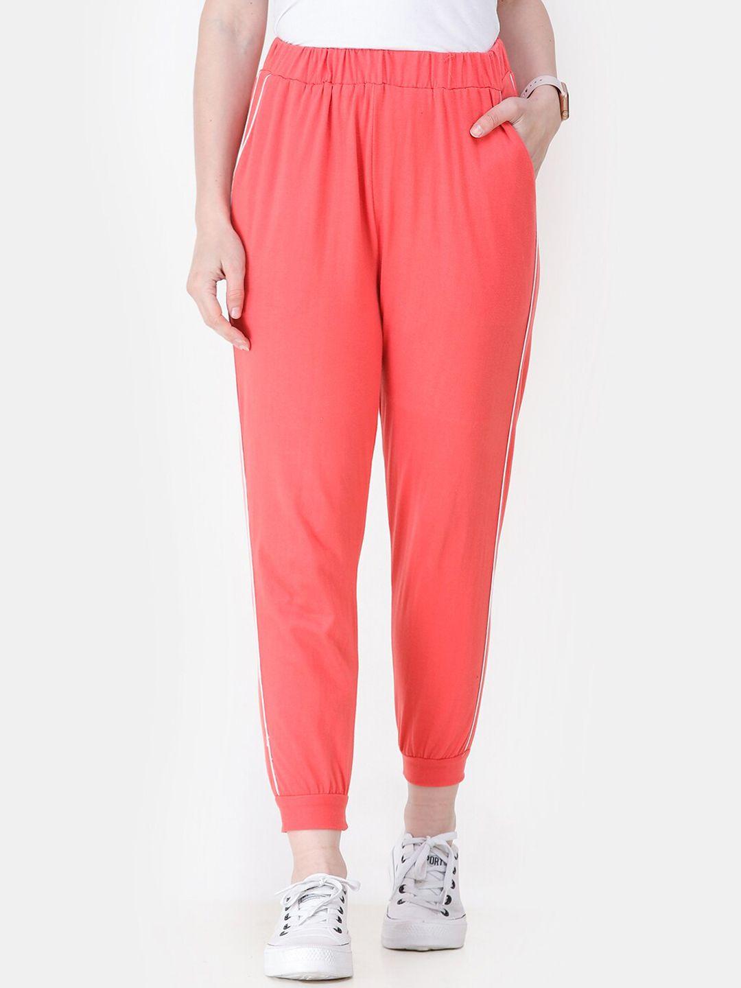 scorpius women coral solid cotton joggers