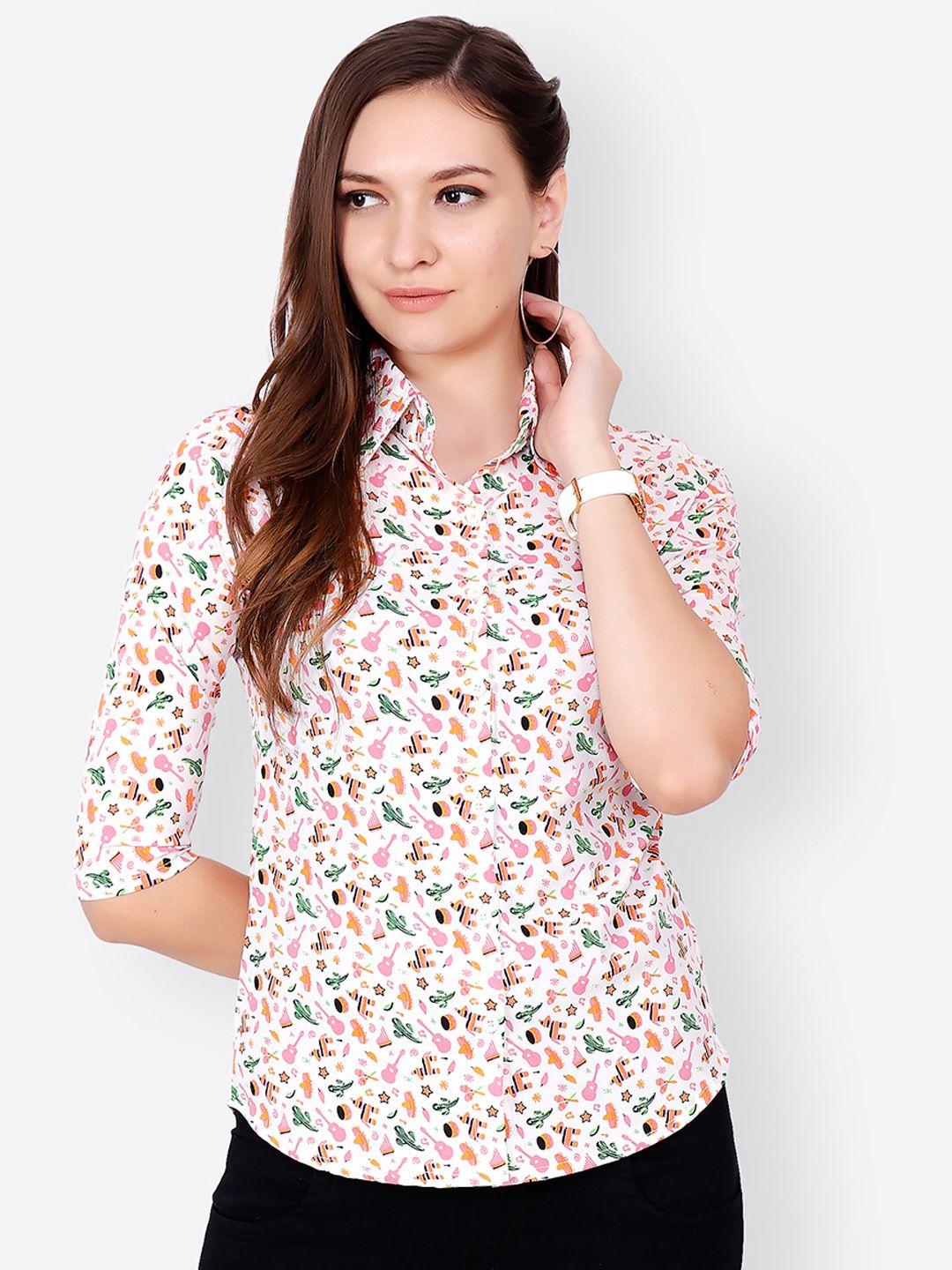 scorpius women multicoloured regular fit printed casual shirt