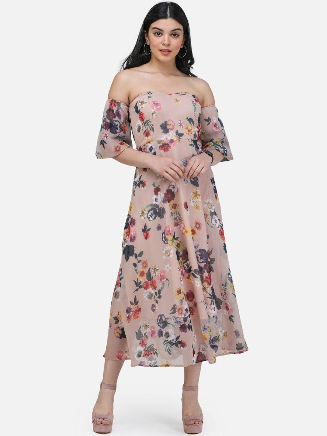 scorpius women pink printed fit and flare dress