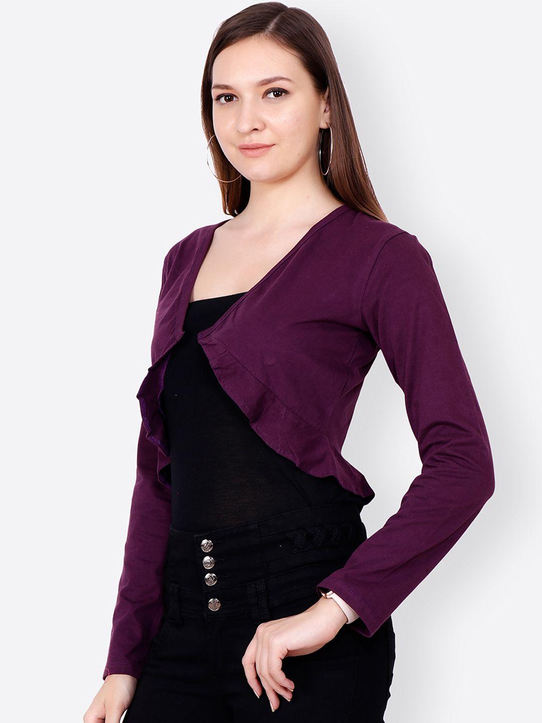 scorpius women purple solid cropped shrug