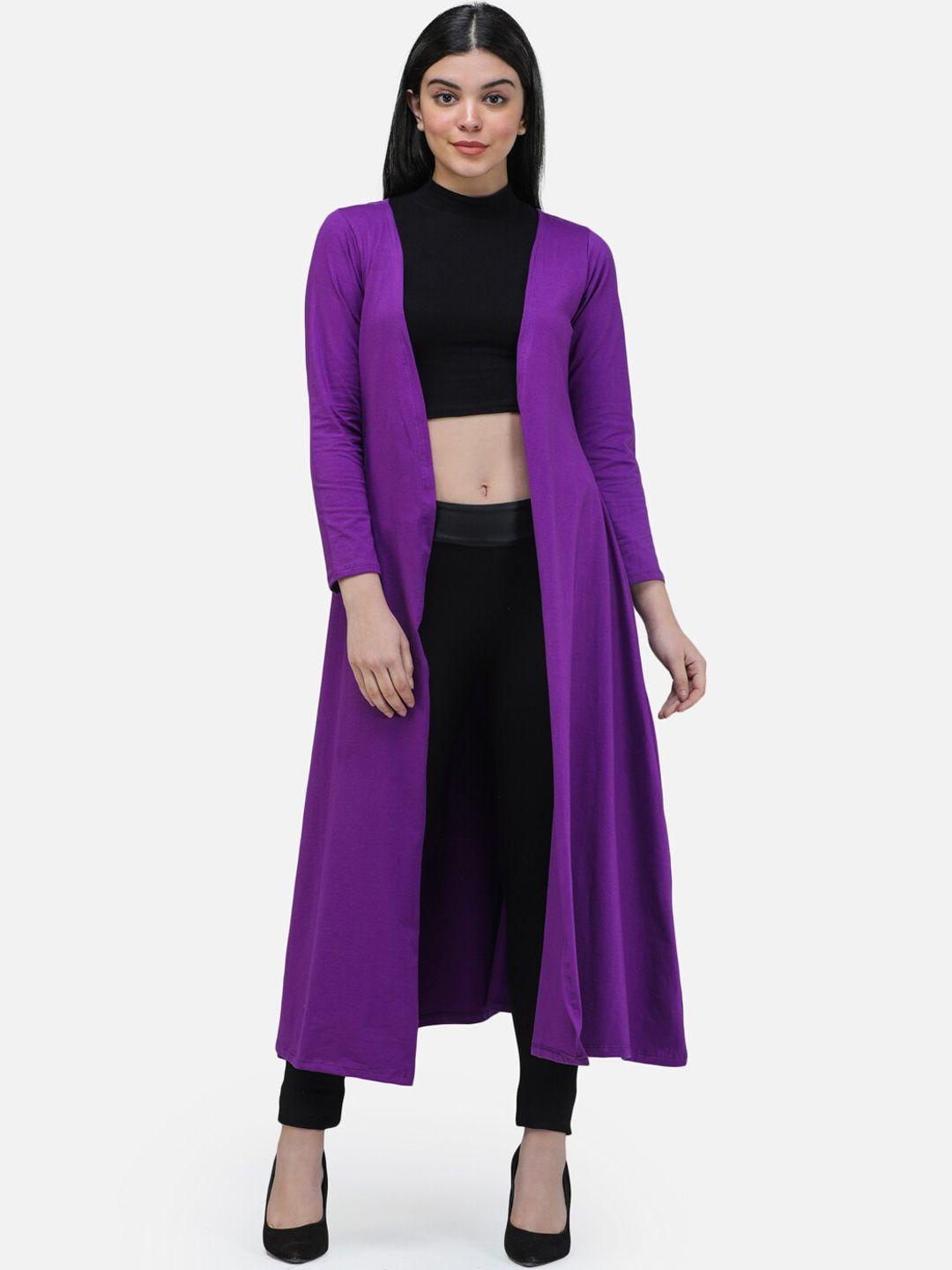 scorpius women purple solid open-front longline shrug