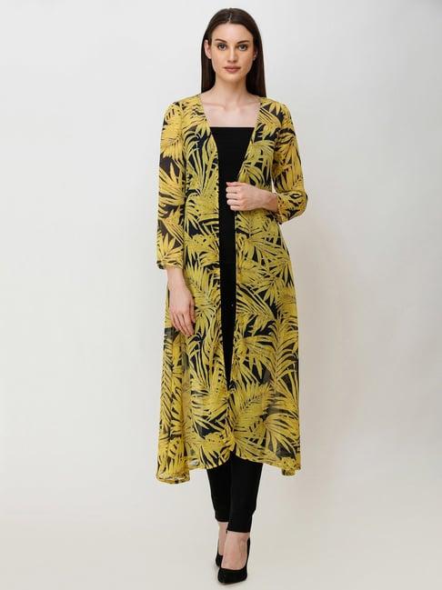 scorpius yellow & black printed long shrug