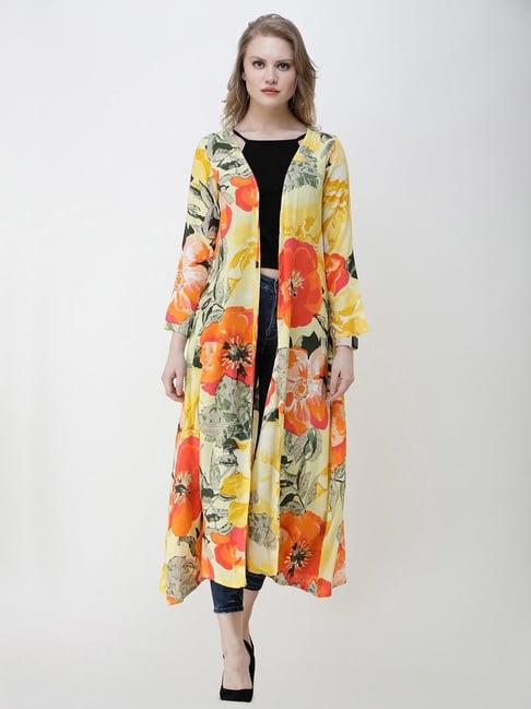 scorpius yellow floral print long shrug