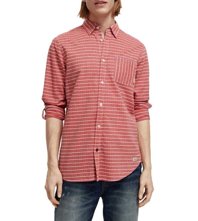 scotch & soda amp red stripes regular fit shirt