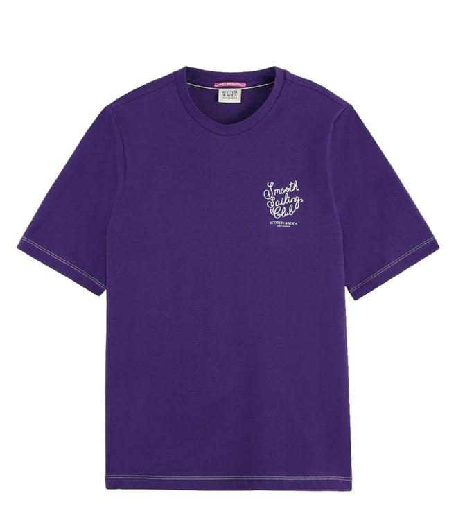 scotch & soda aubergine embroidery relaxed fit t-shirt